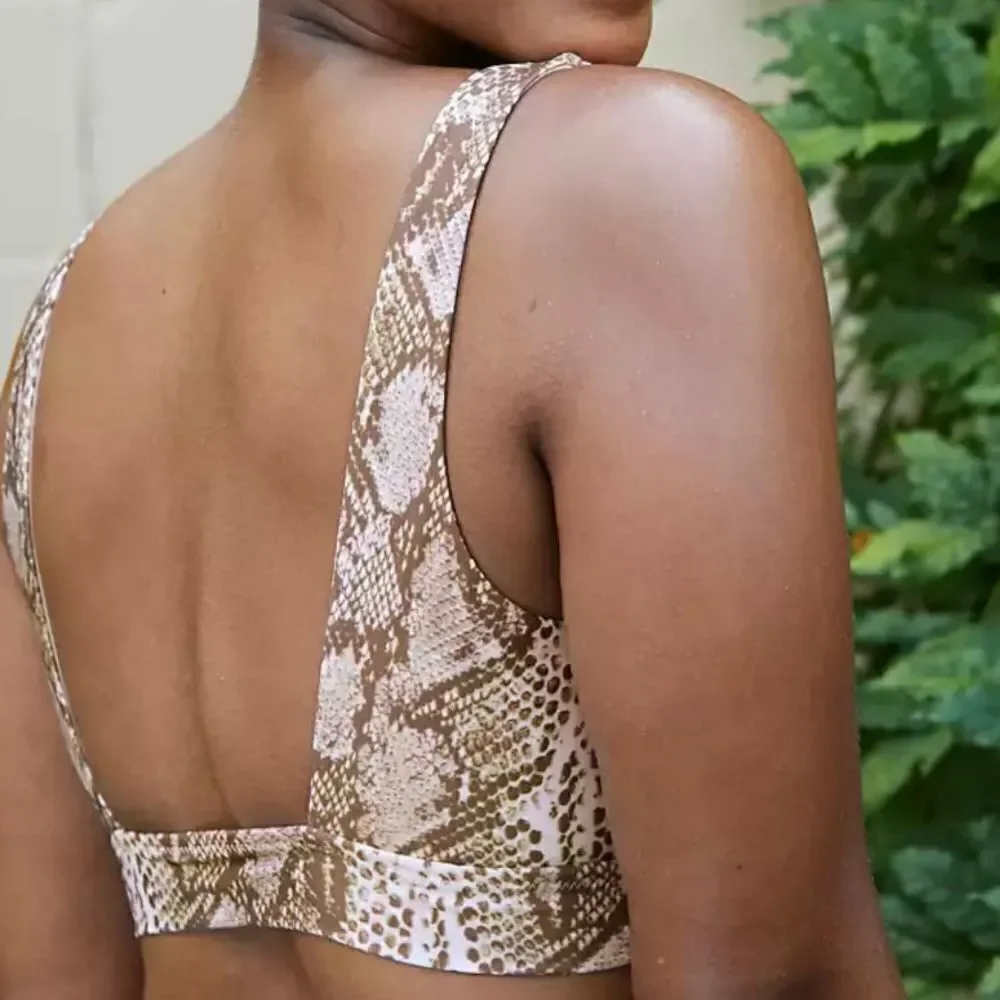 ‎Aerie scoop snake print bikini top